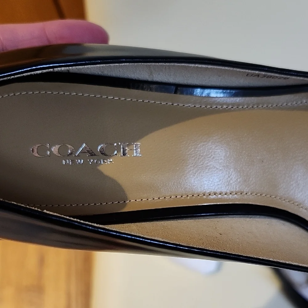 Coach Black Patent Pointed-Toe Kitten Heel Pumps - Picture 9 of 11